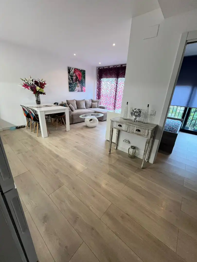 Living room of Flat for sale in Cubelles  with Air Conditioner, Parquet flooring and Terrace