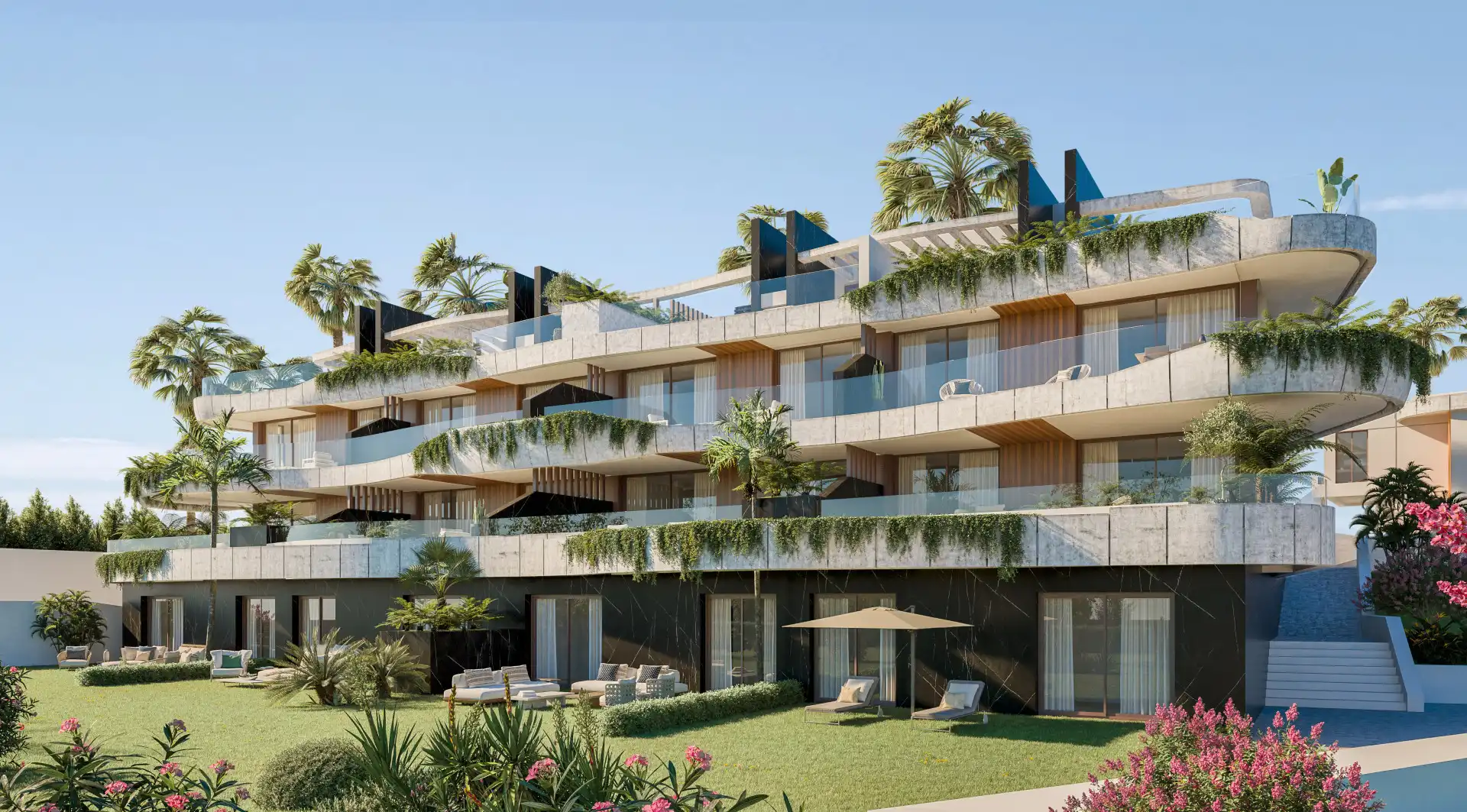 Außenansicht von Dachboden zum Verkauf in Marbella mit Klimaanlage, Terrasse und Schwimmbad