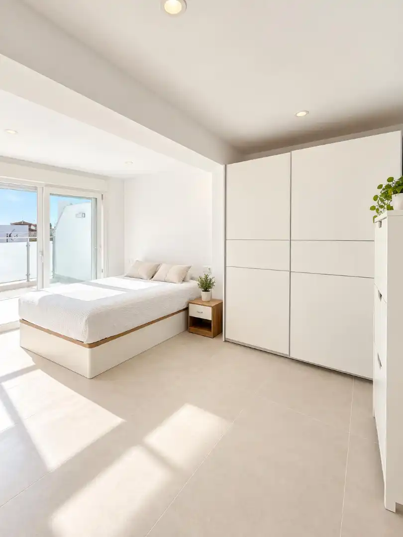 Schlafzimmer von Wohnung zur Miete in Málaga mit Klimaanlage, Terrasse und Möbliert