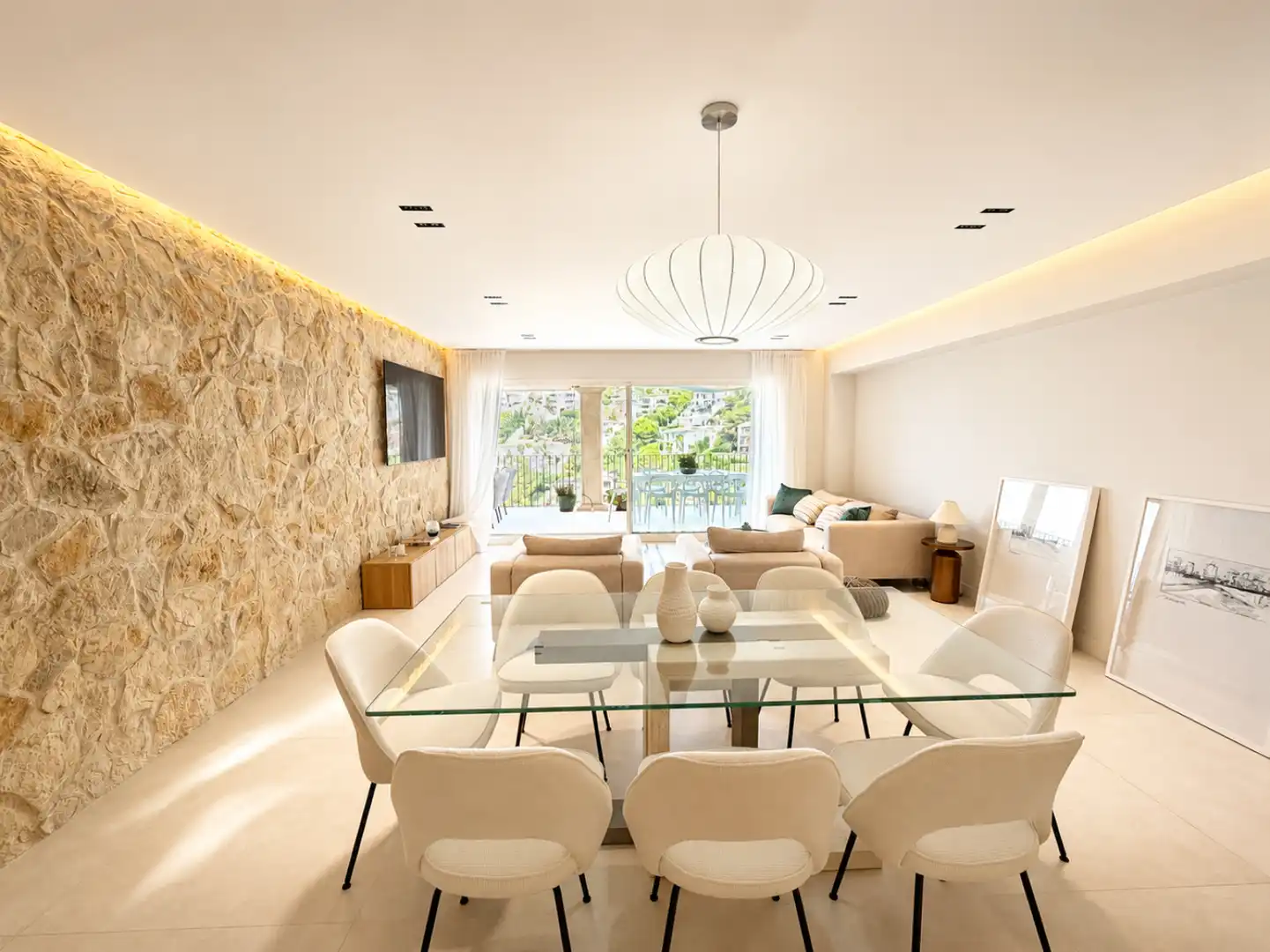 Wohnzimmer von Wohnung zur Miete in Andratx mit Privatgarten, Terrasse und Schwimmbad