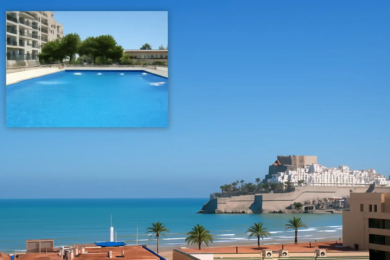 Schwimmbecken von Wohnungen zur Miete in Peñíscola / Peníscola mit Terrasse, Möbliert und Ofen