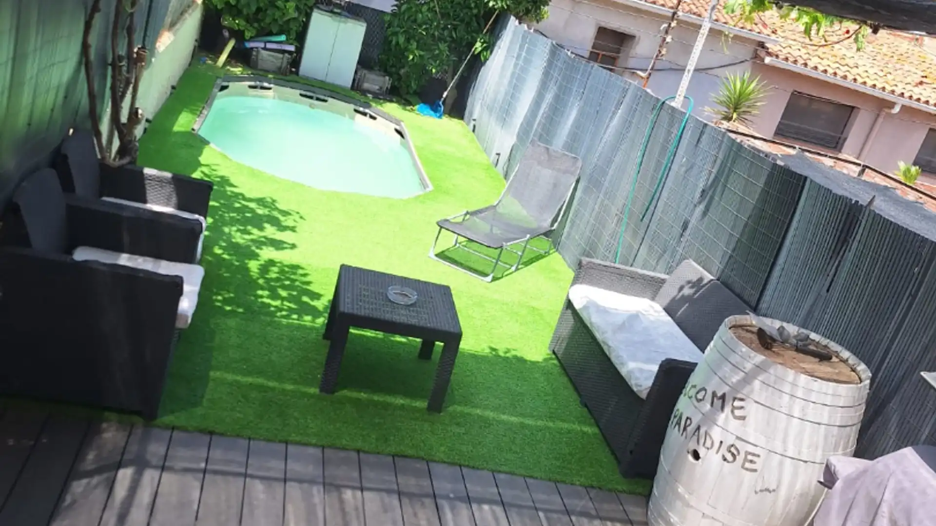 Terrasse von Einfamilien-Reihenhaus zum Verkauf in Castellar del Vallès mit Klimaanlage, Heizung und Privatgarten