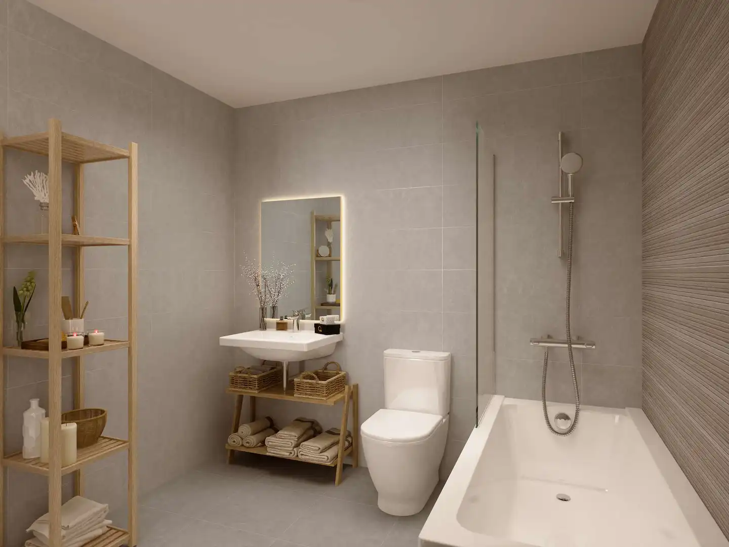 Badezimmer von Dachboden zum Verkauf in Torredembarra mit Klimaanlage, Heizung und Privatgarten