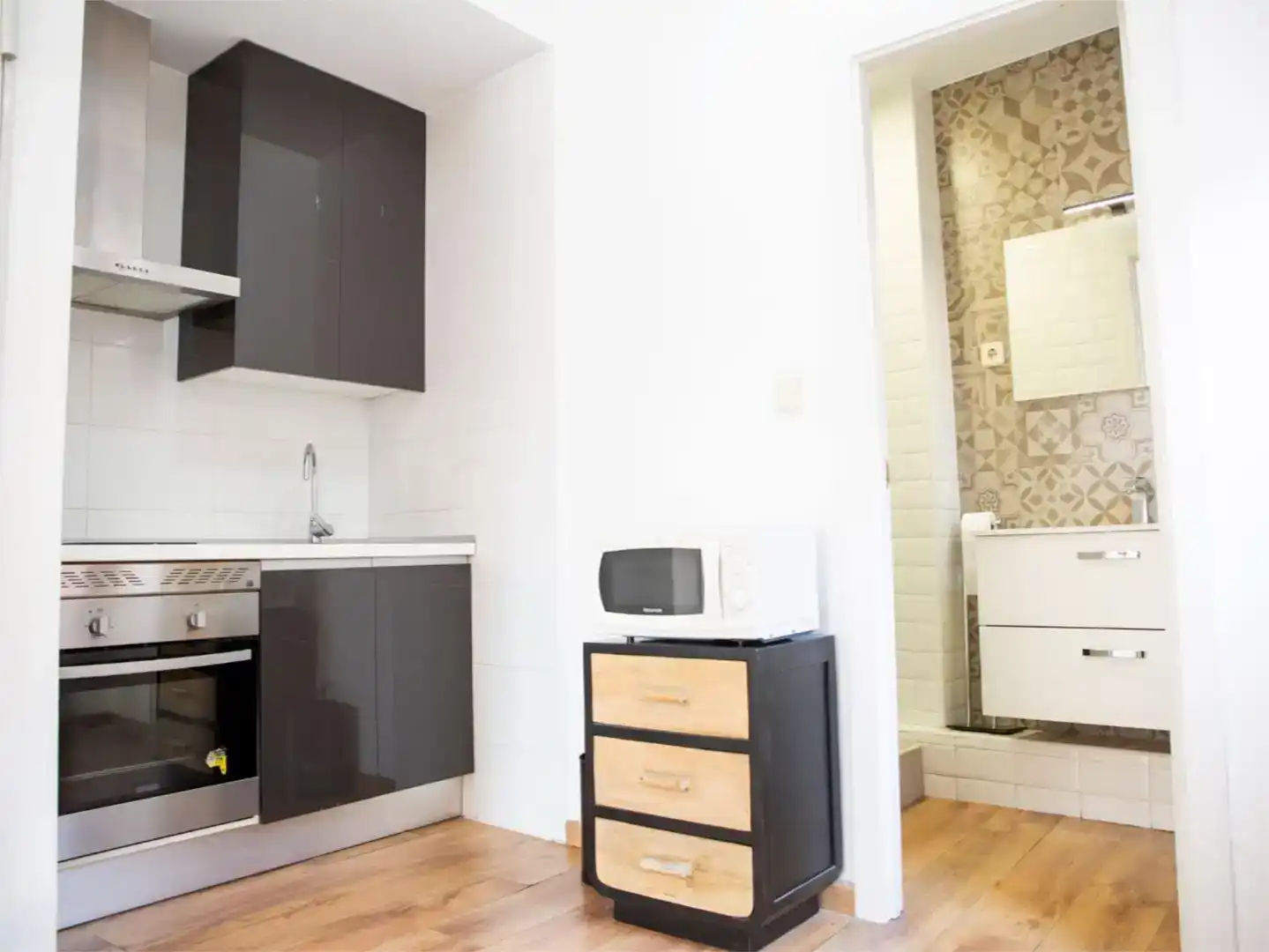 Cuina de Loft de lloguer en Madrid amb Aire condicionat, Parquet i Traster
