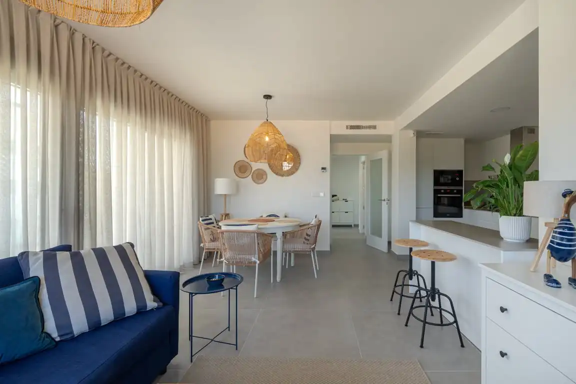 Wohnzimmer von Wohnungen zur Miete in Jávea / Xàbia mit Klimaanlage, Privatgarten und Gemeinschaftspool