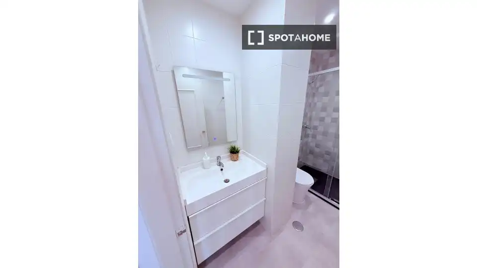 Bathroom of Study for share in Madrid  with Air Conditioner, Heating and Terrace