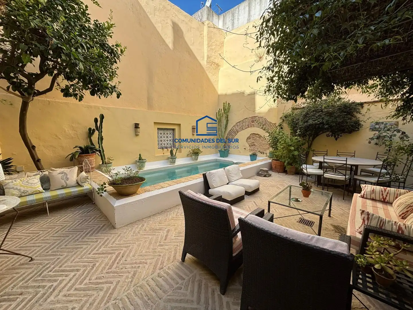 Terrassa de Casa o xalet de lloguer en El Puerto de Santa María amb Aire condicionat, Terrassa i Piscina