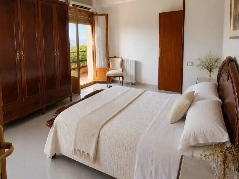 Bedroom of Houses for sale in Horta de Sant Joan  with Air Conditioner, Terrace and Swimming Pool