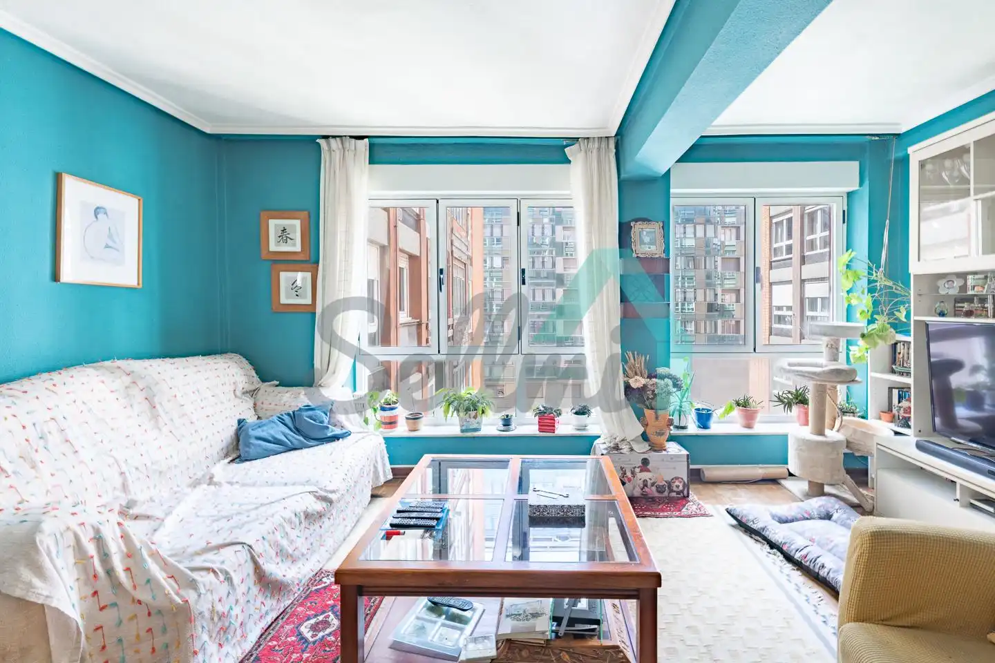 Sala de estar de Piso en venta en Gijón  con Calefacción, Parquet y Trastero