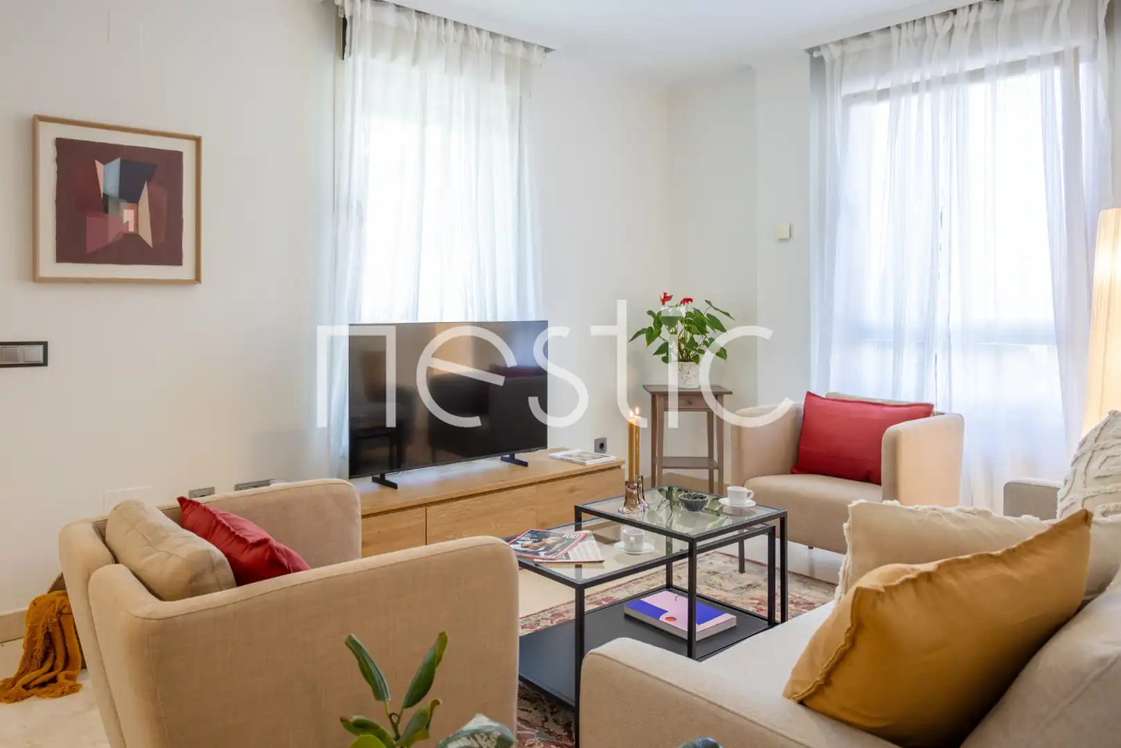 Sala de estar de Apartamento de alquiler en Madrid con Aire acondicionado, Calefacción y Terraza