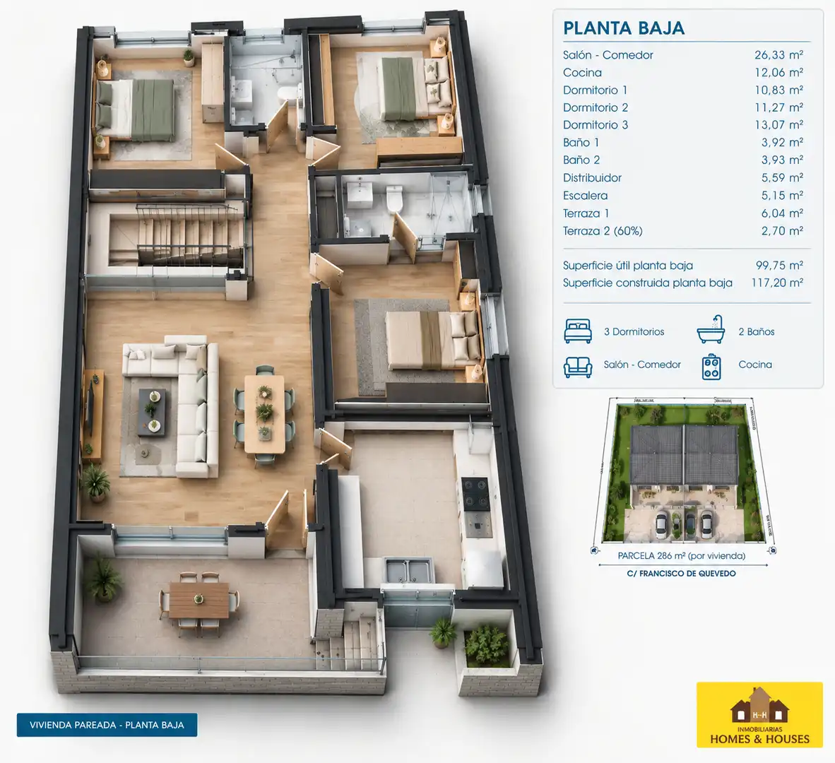 Doppelhaushälfte mit Garten zum Verkauf in Calle Francisco de Quevedo