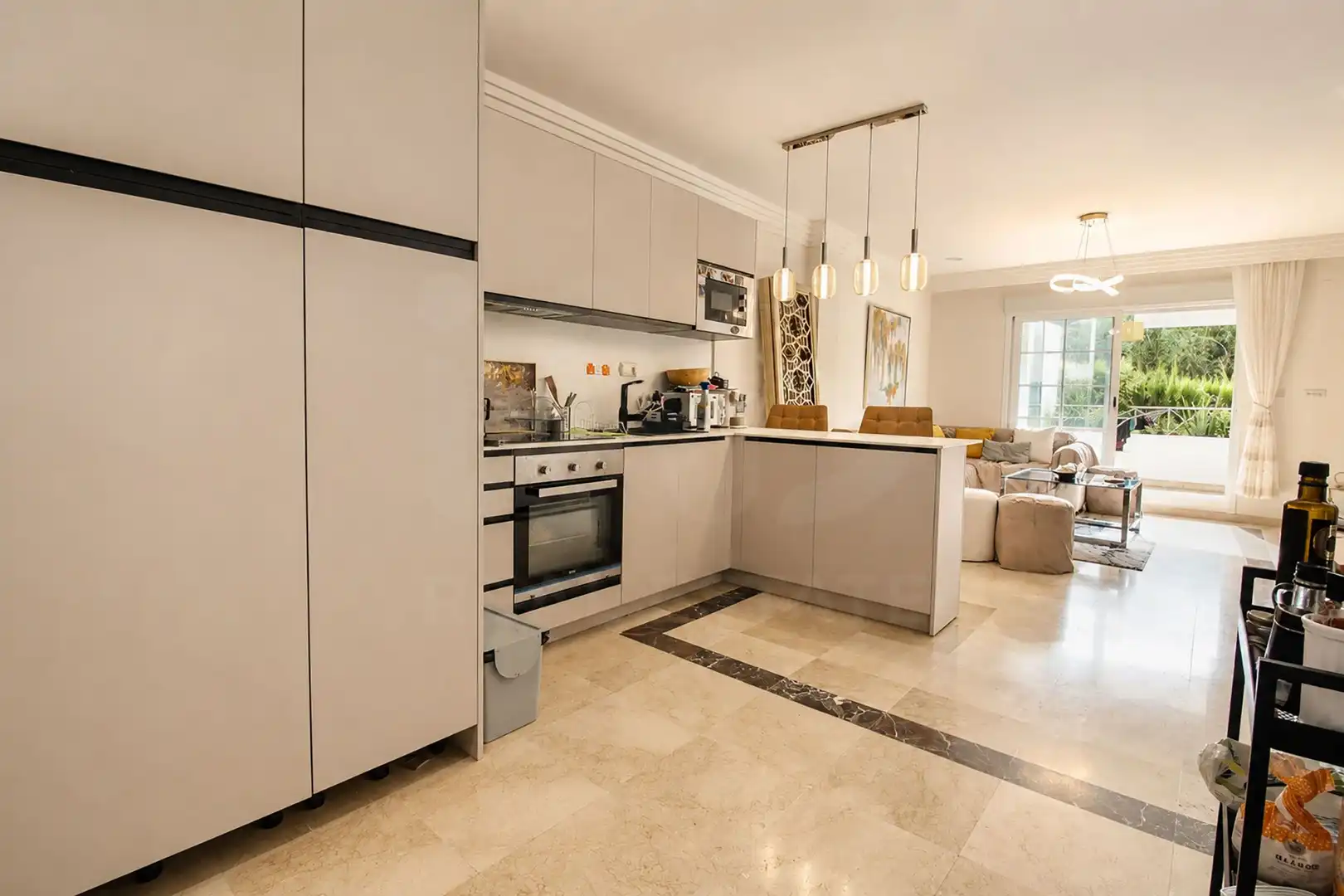 Kitchen of Flat for rent in Marbella  with Air Conditioner, Terrace and Swimming Pool