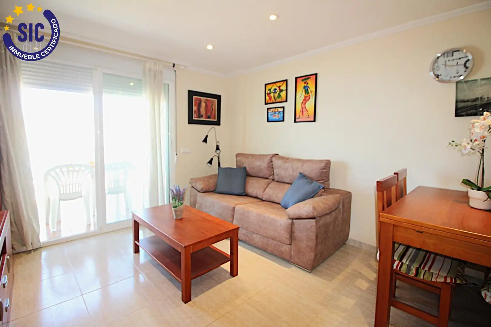 Sala d'estar de Apartament en venda en Oropesa del Mar / Orpesa amb Aire condicionat, Terrassa i Moblat