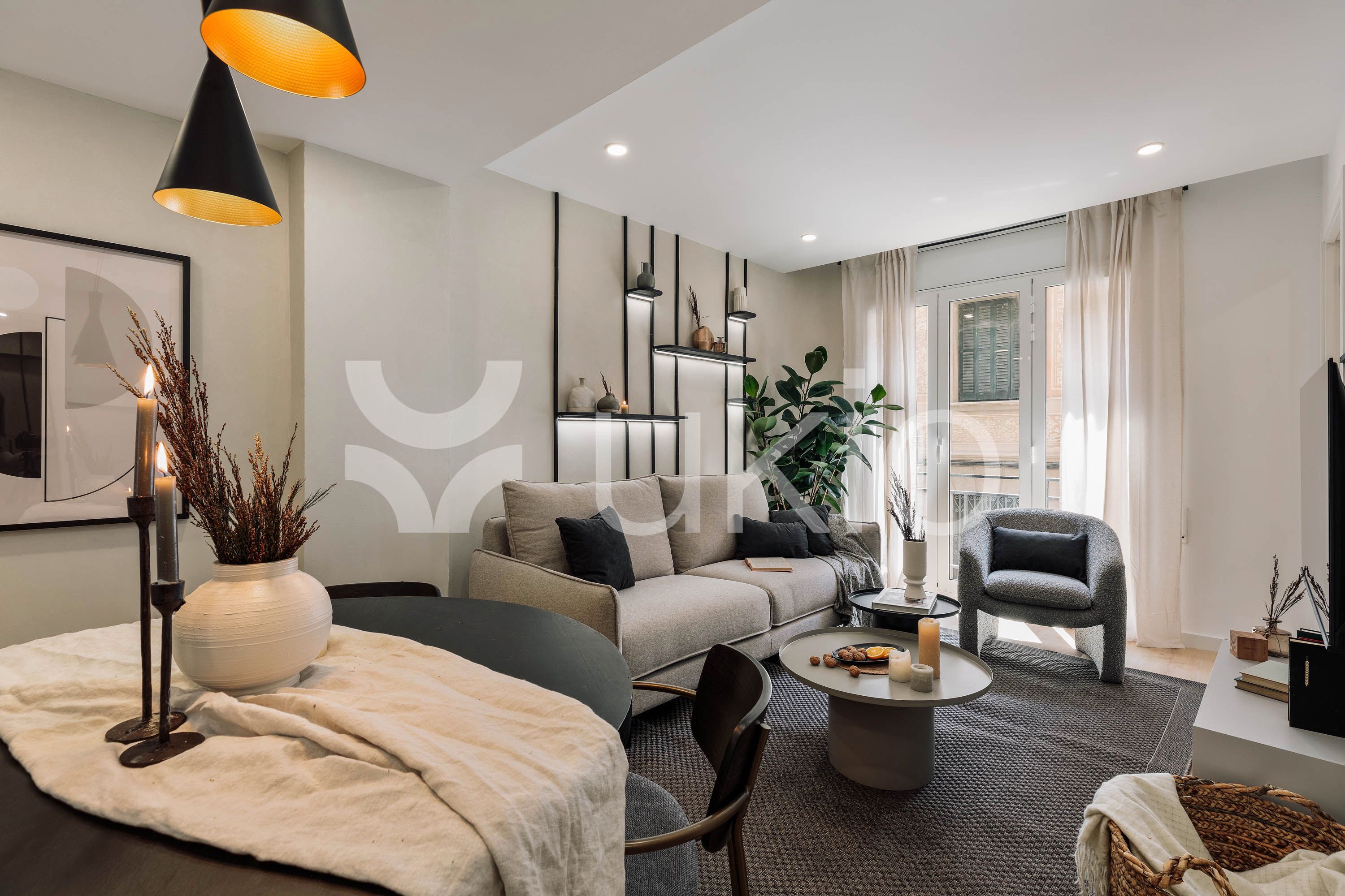 Living room of Apartment to rent in  Barcelona Capital  with Air Conditioner, Heating and Furnished