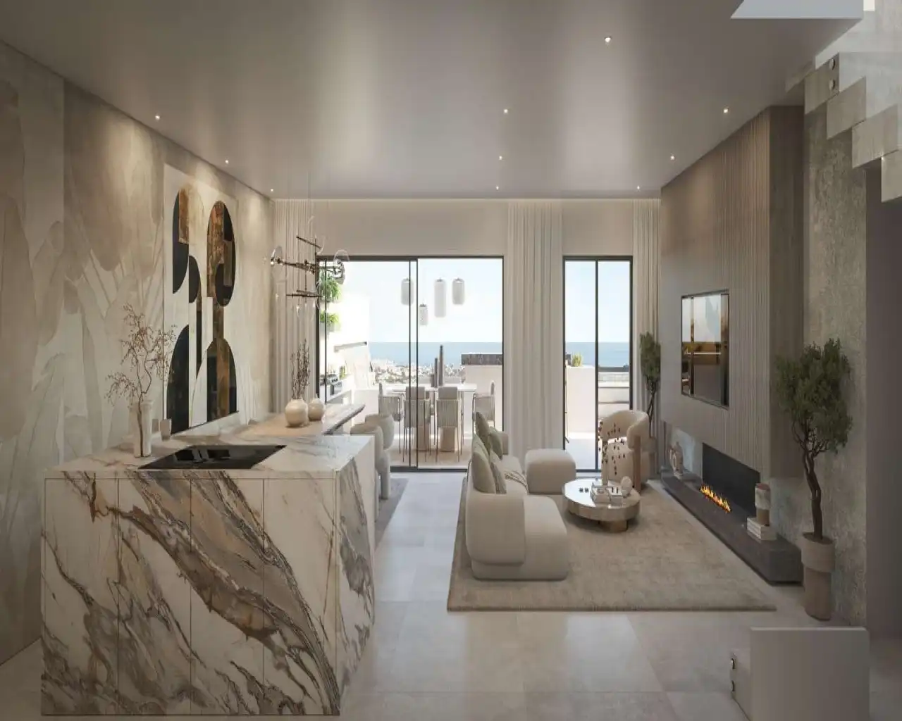 Sala d'estar de Apartament en venda en Benalmádena amb Aire condicionat, Calefacció i Jardí privat