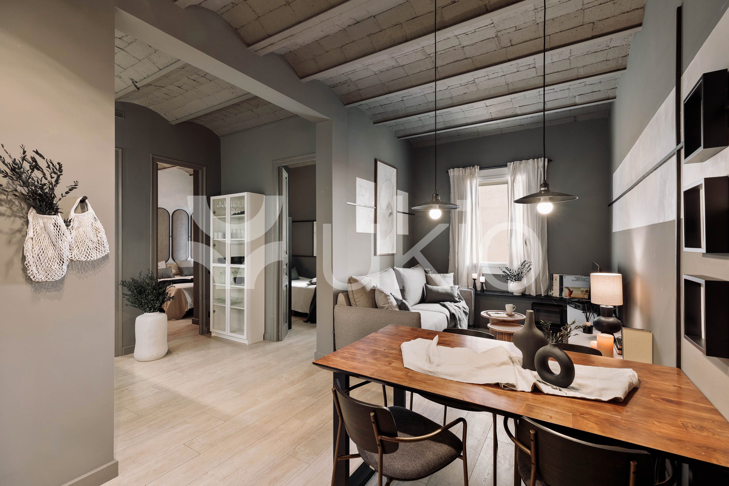 Sala d'estar de Apartament de lloguer en  Barcelona Capital amb Aire condicionat, Calefacció i Moblat