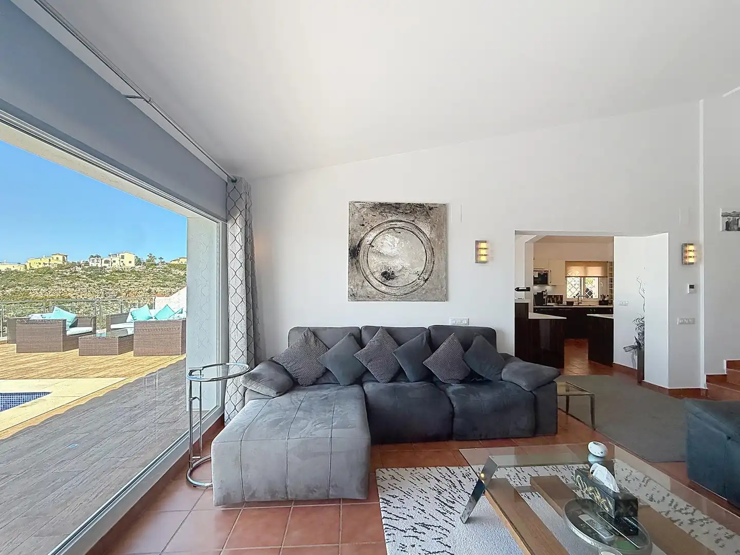 Sala d'estar de Casa o xalet en venda en Benitachell / El Poble Nou de Benitatxell amb Aire condicionat, Calefacció i Jardí privat