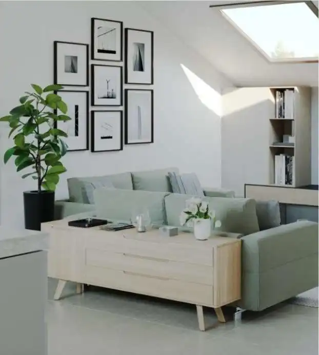 Wohnzimmer von Erdgeschoss zum Verkauf in Fuengirola mit Klimaanlage, Privatgarten und Abstellraum