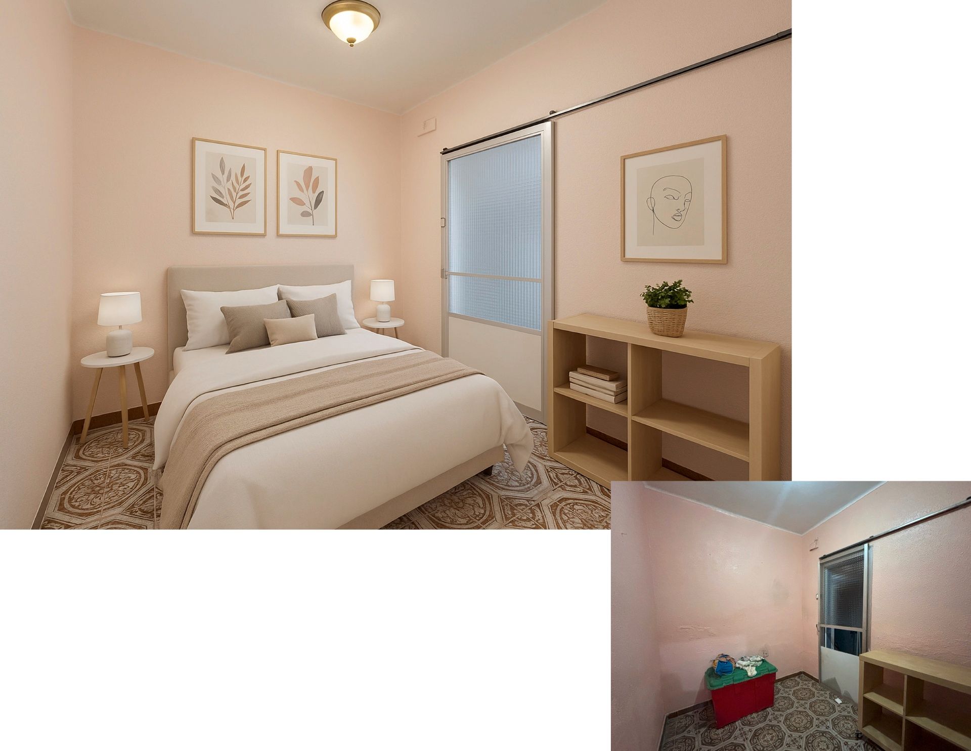 Bedroom of Flat for sale in Badalona  with Air Conditioner, Terrace and Furnished