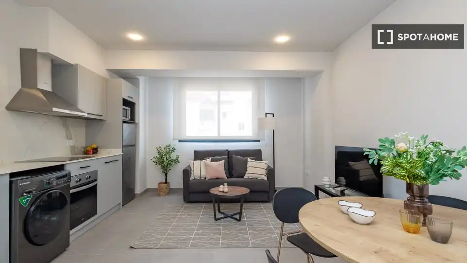 Living room of Flat for rent in Valencia  with Air Conditioner, Heating and Furnished