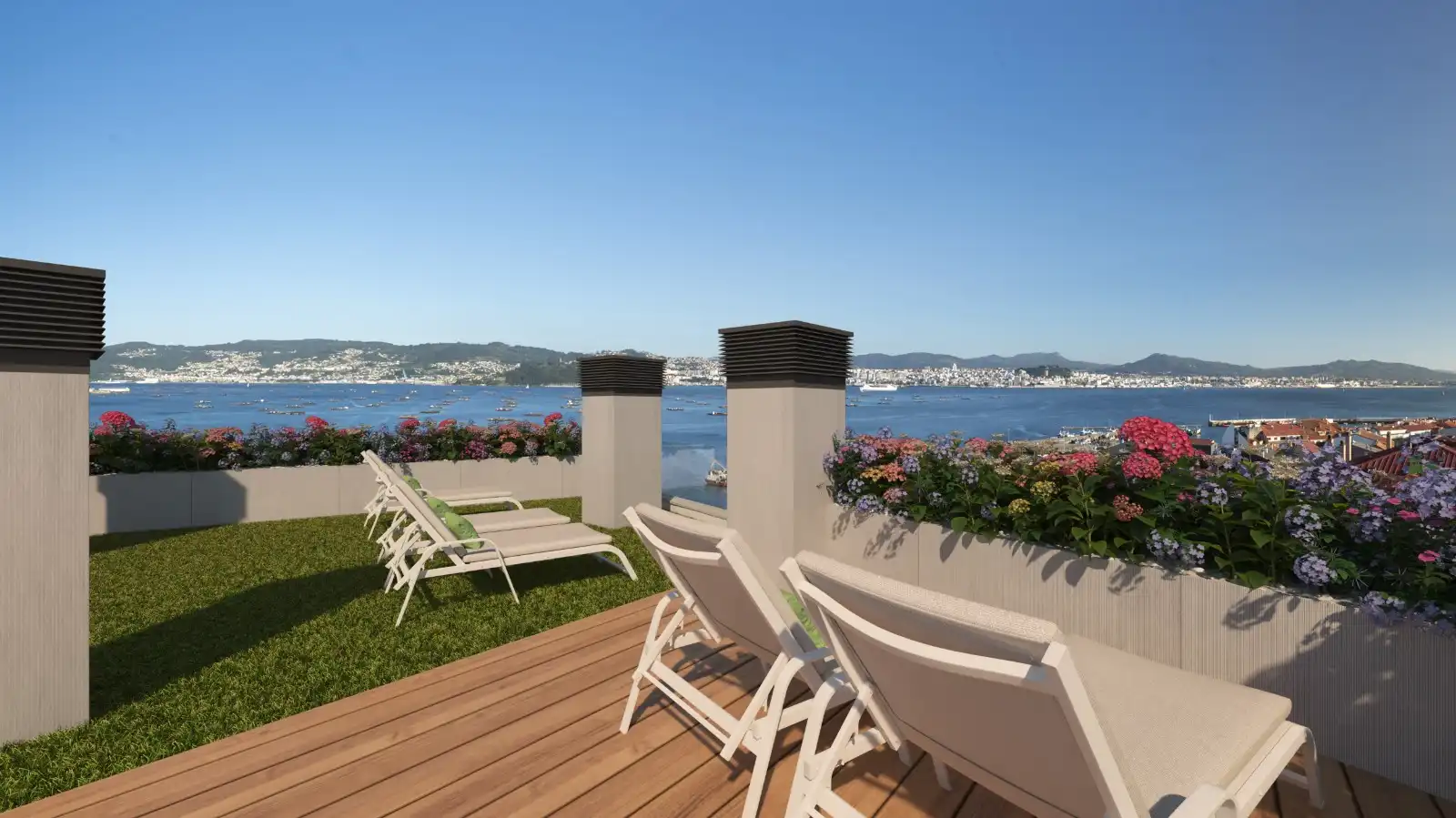 Terrassa de Apartament en venda en Moaña amb Calefacció, Jardí privat i Parquet