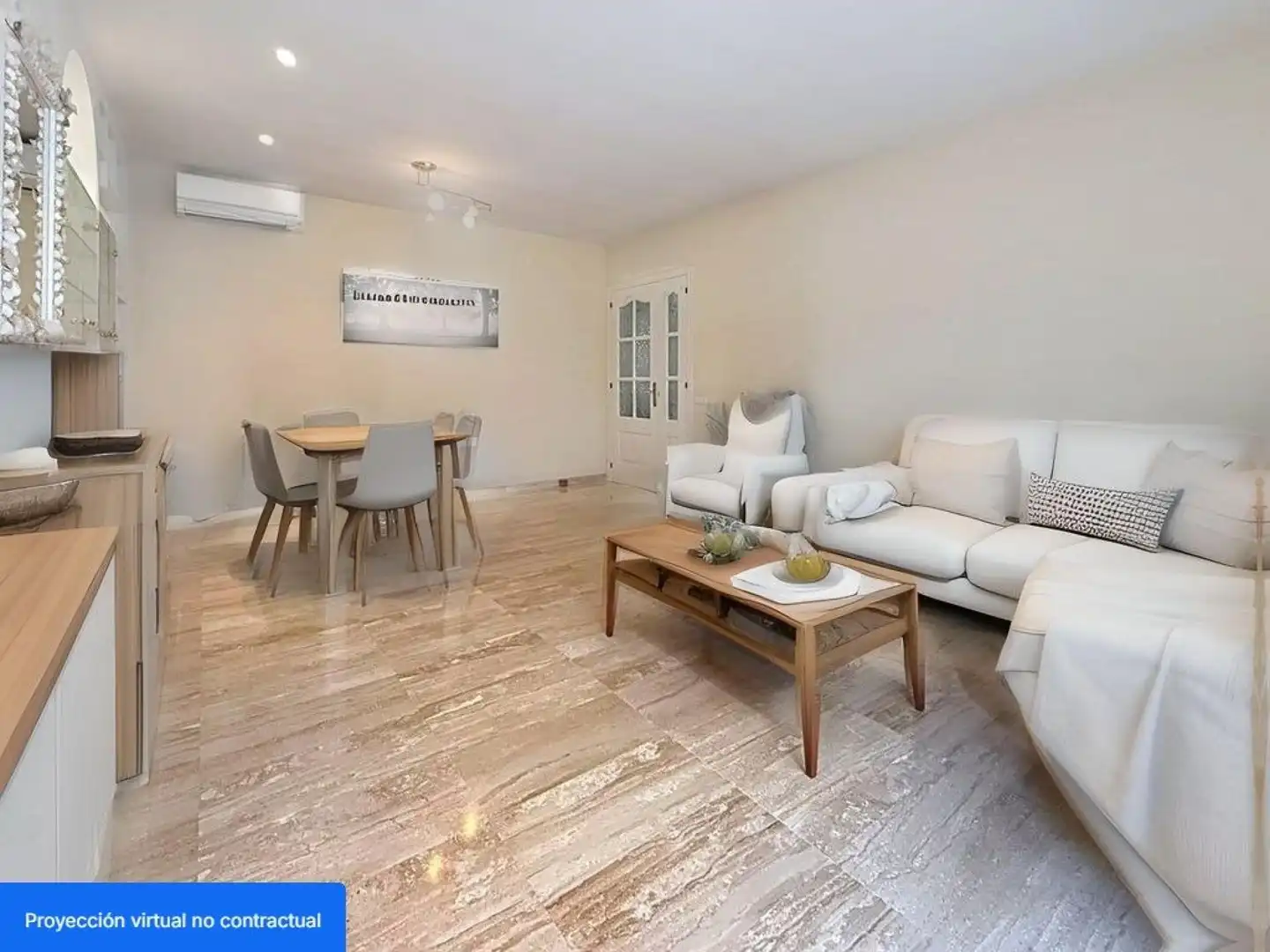 Wohnzimmer von Einfamilien-Reihenhaus zum Verkauf in Calafell mit Klimaanlage, Heizung und Balkon