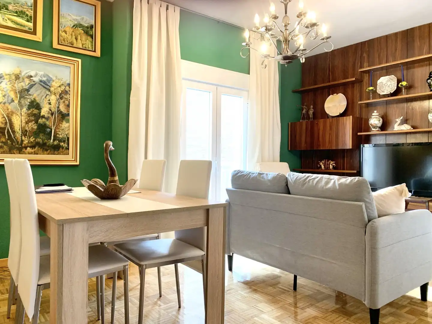 Dining room of Flat for rent in Madrid  with Heating, Parquet flooring and Terrace