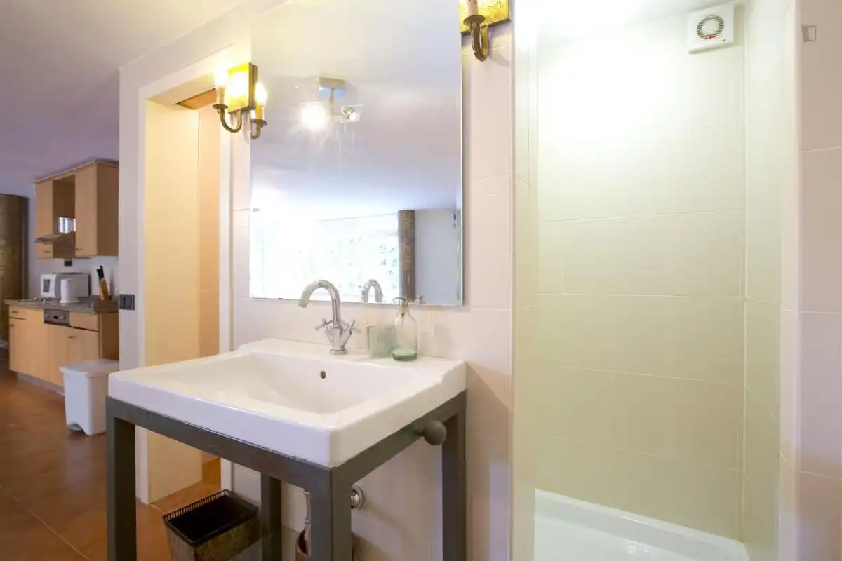 Baño de Estudio de alquiler en Dos Hermanas con Aire acondicionado, Amueblado y Microondas