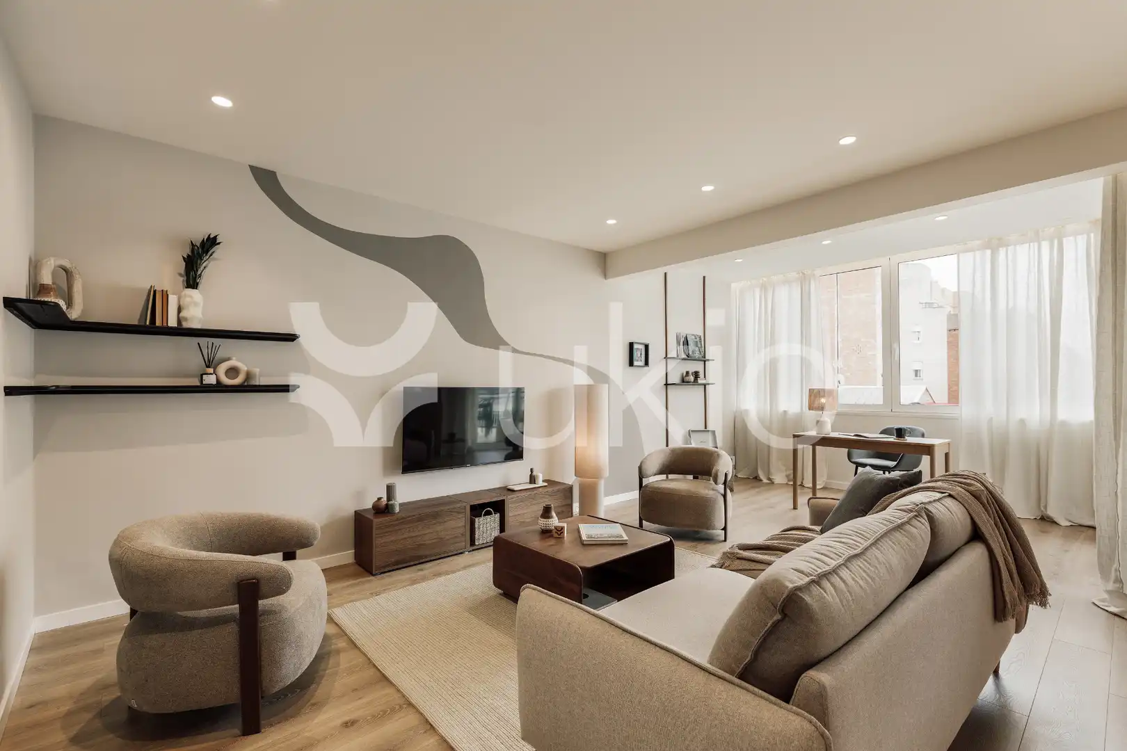 Living room of Apartments for rent in Barcelona  with Air Conditioner, Heating and Furnished