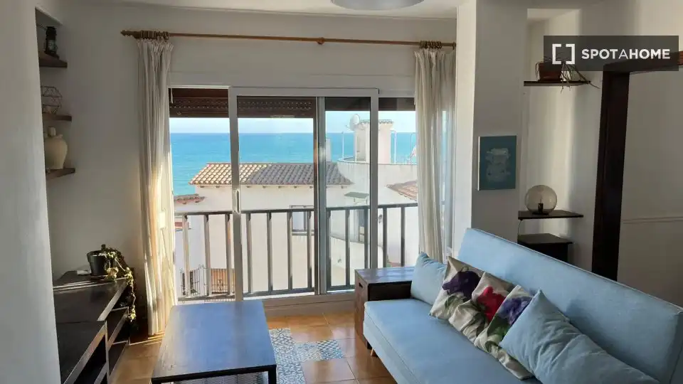 Wohnzimmer von Wohnungen zur untervermieten in Sitges mit Klimaanlage, Terrasse und Möbliert