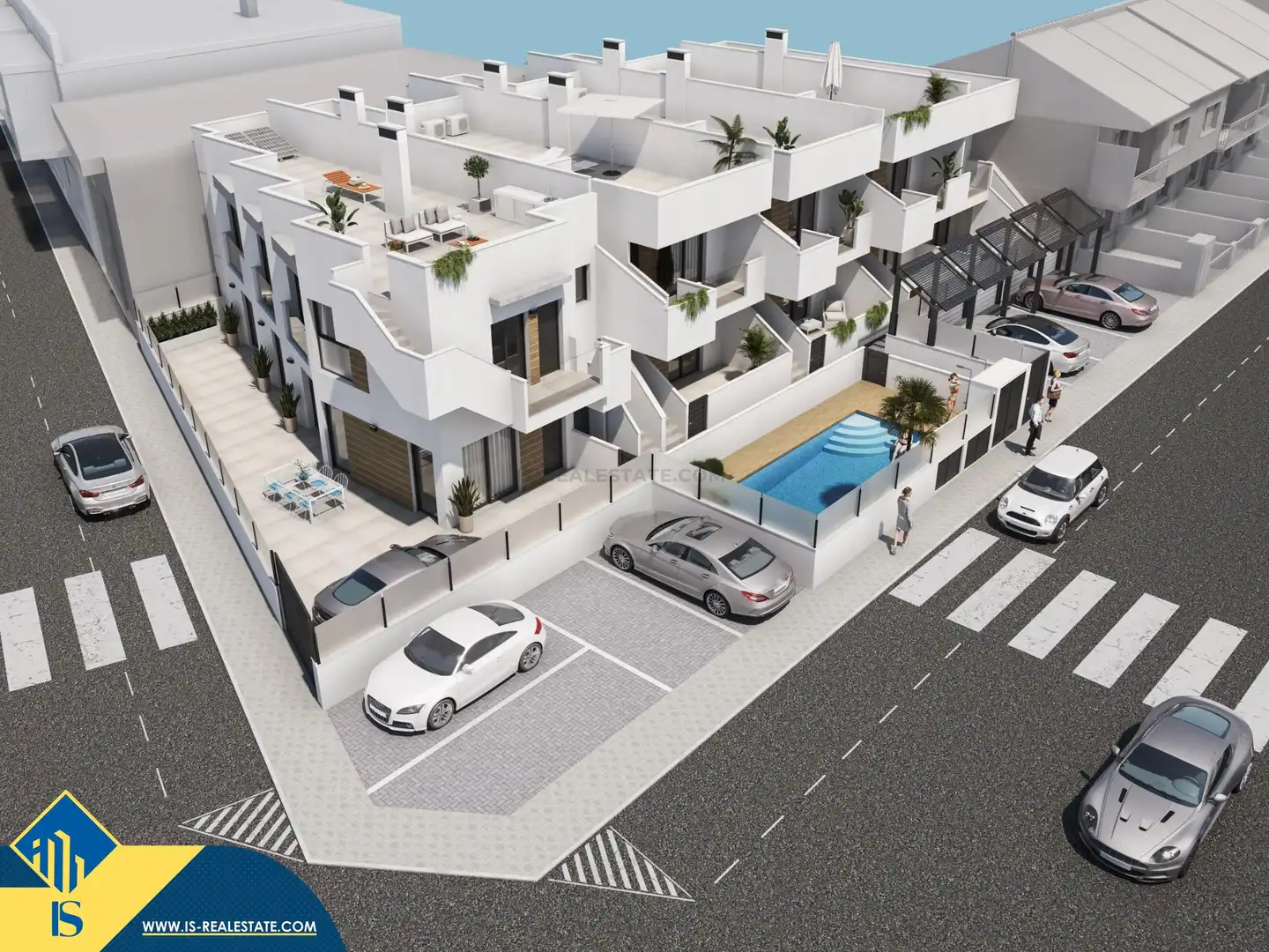 Vista exterior de Casa o xalet en venda en San Pedro del Pinatar amb Terrassa i Piscina comunitària