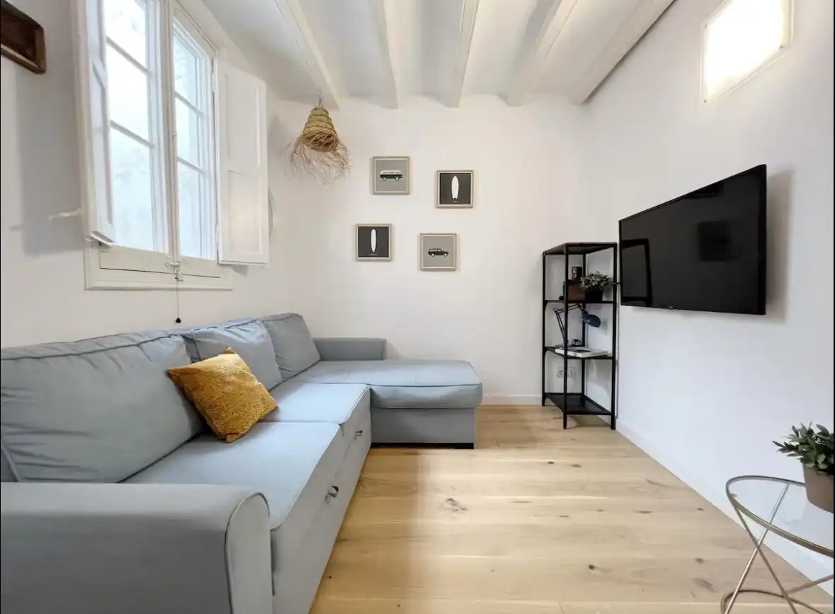 Wohnzimmer von Wohnung zum Verkauf in Barcelona mit Parkett, Terrasse und Abstellraum