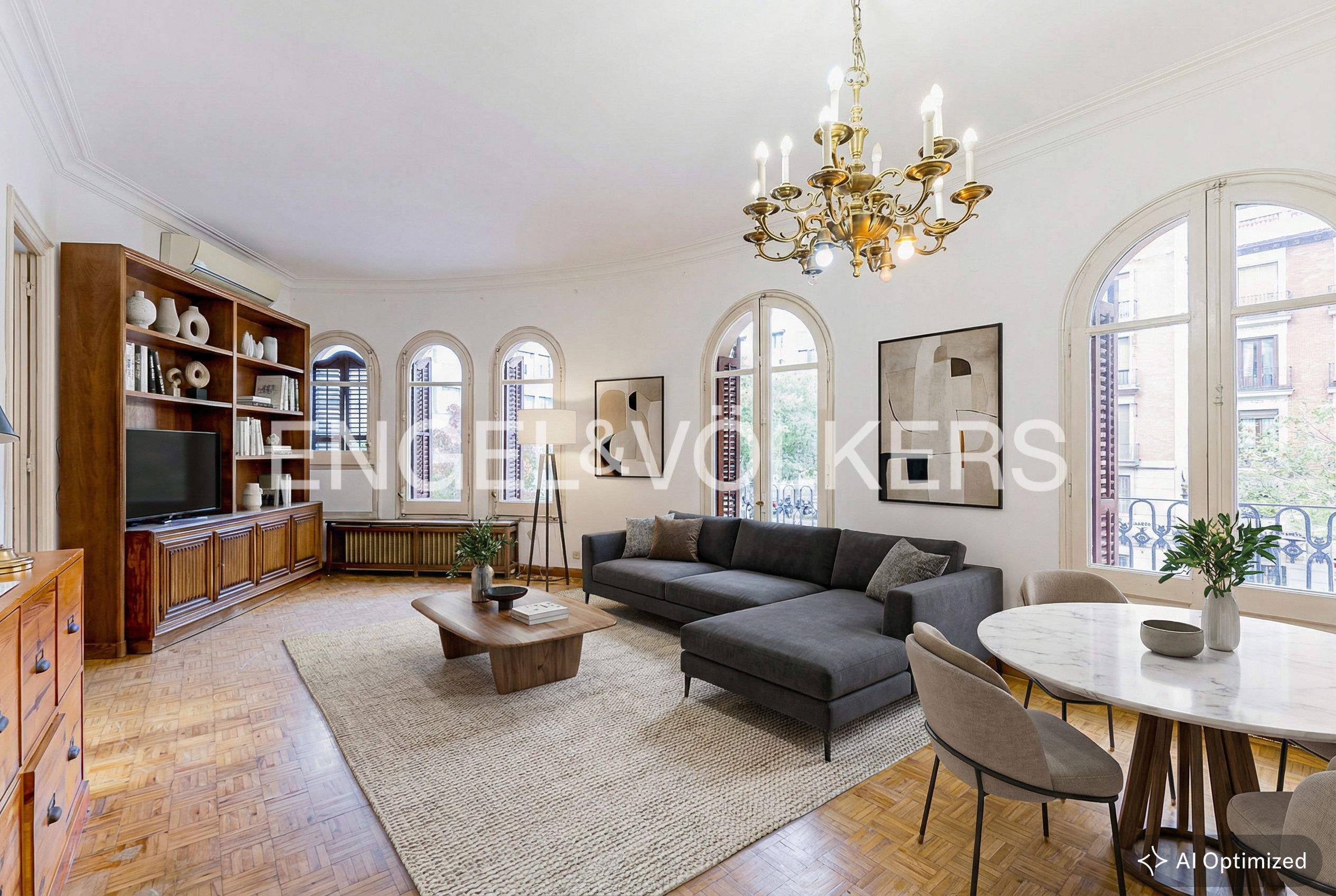 Sala d'estar de Apartament en venda en  Barcelona Capital amb Aire condicionat, Calefacció i Parquet