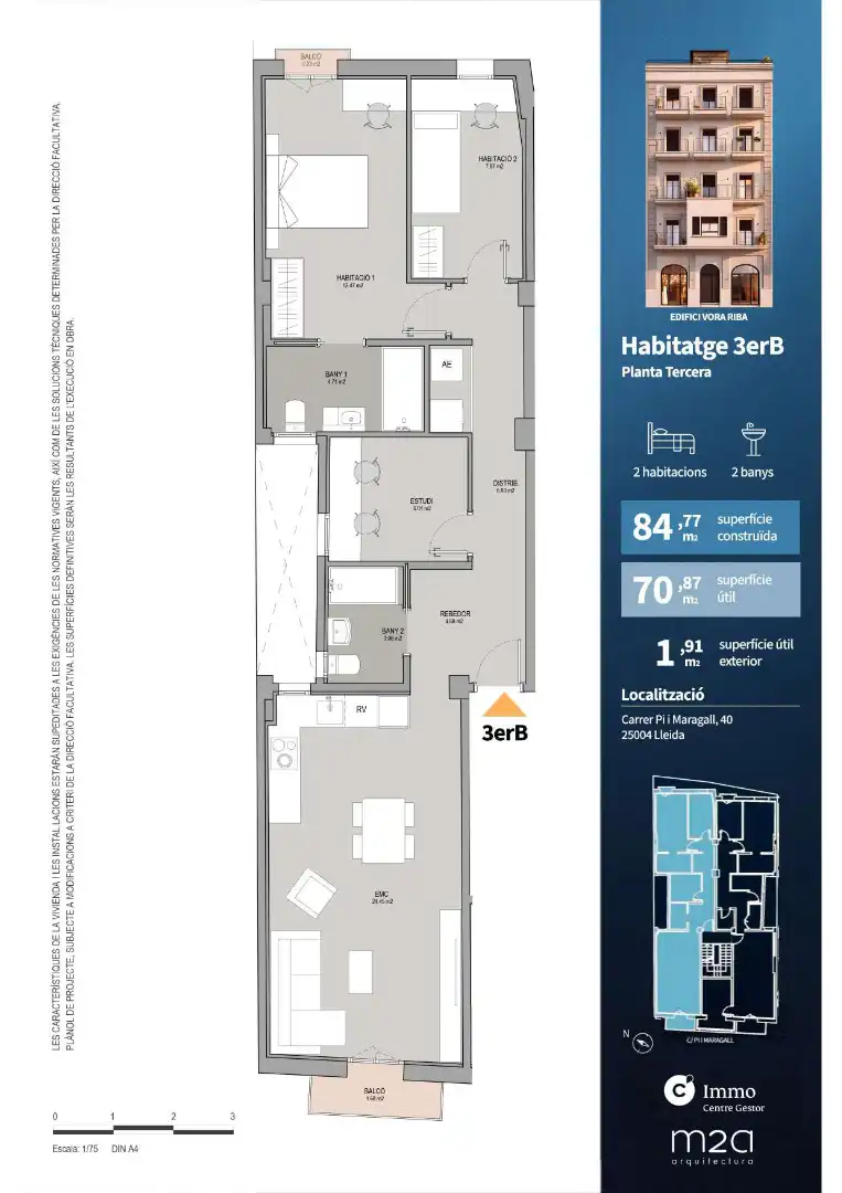 Wohnung zum Verkauf in Lleida mit Klimaanlage, Heizung und Parkett