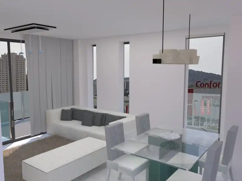 Living room of Flat for sale in Finestrat  with Air Conditioner, Private garden and Terrace