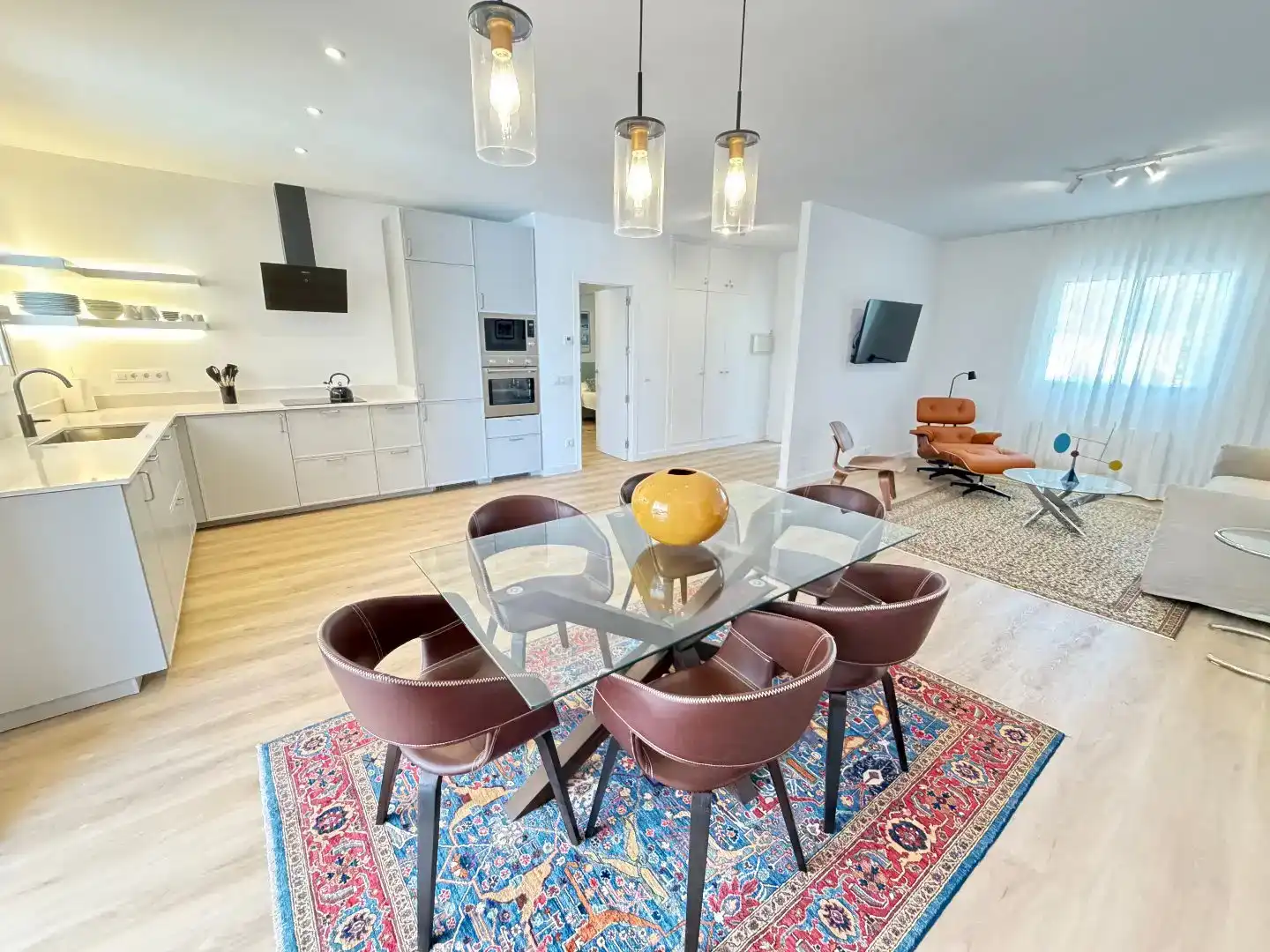 Dining room of Flat for sale in Sant Lluís  with Air Conditioner, Private garden and Parquet flooring