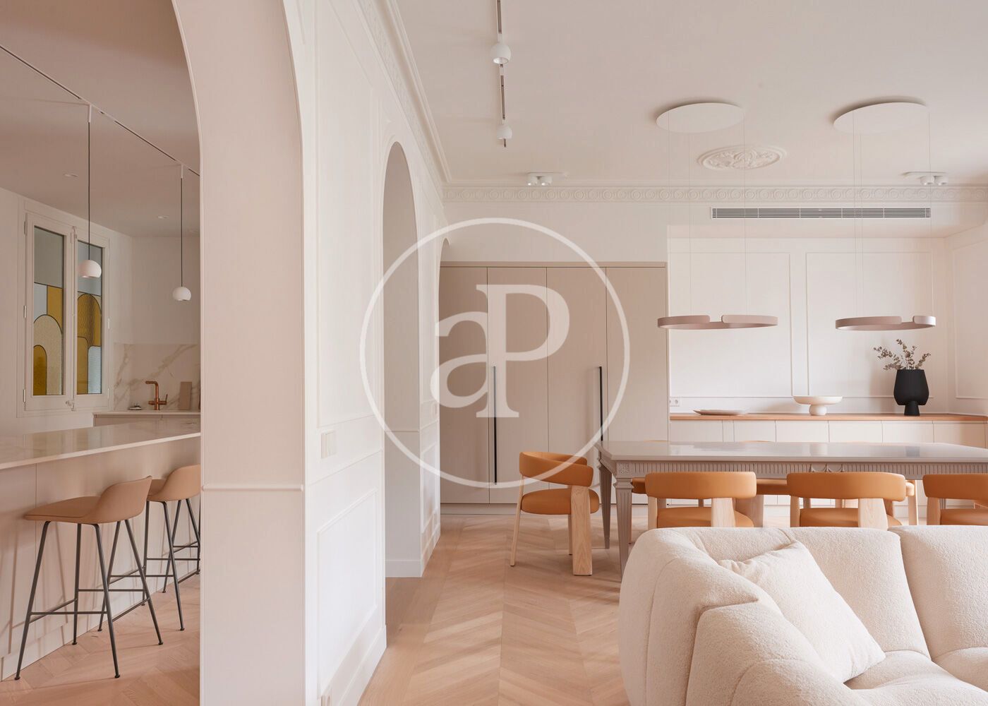 Sala d'estar de Pis de lloguer en  Barcelona Capital amb Aire condicionat, Calefacció i Moblat