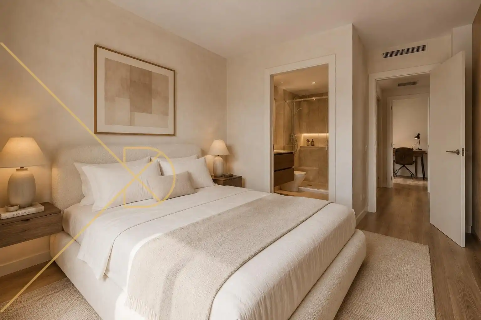 Schlafzimmer von Dachboden zum Verkauf in Barcelona mit Klimaanlage, Heizung und Parkett