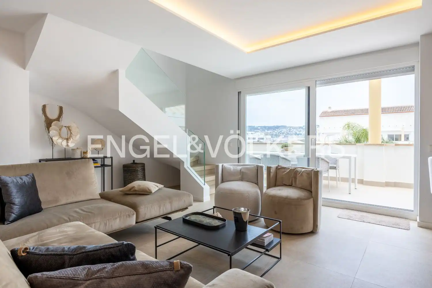 Wohnzimmer von Wohnung zum Verkauf in Jávea / Xàbia mit Klimaanlage, Heizung und Schwimmbad