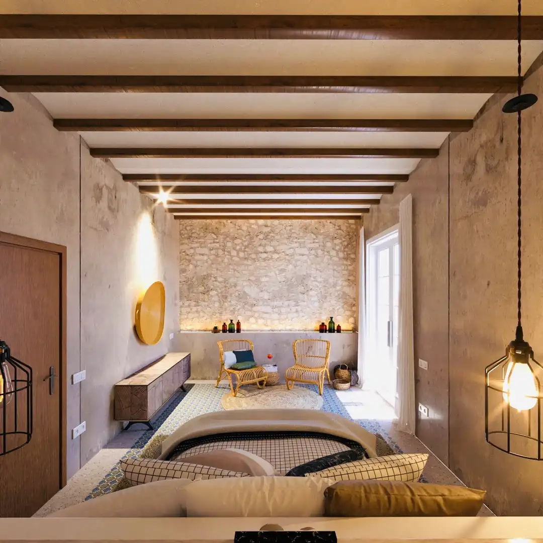 Sala de estar de Casa adosada en venta en Benissa con Jardín privado, Terraza y Trastero