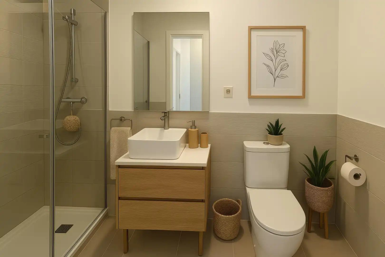 Badezimmer von Wohnung zur Miete in Dos Hermanas mit Klimaanlage, Heizung und Parkett