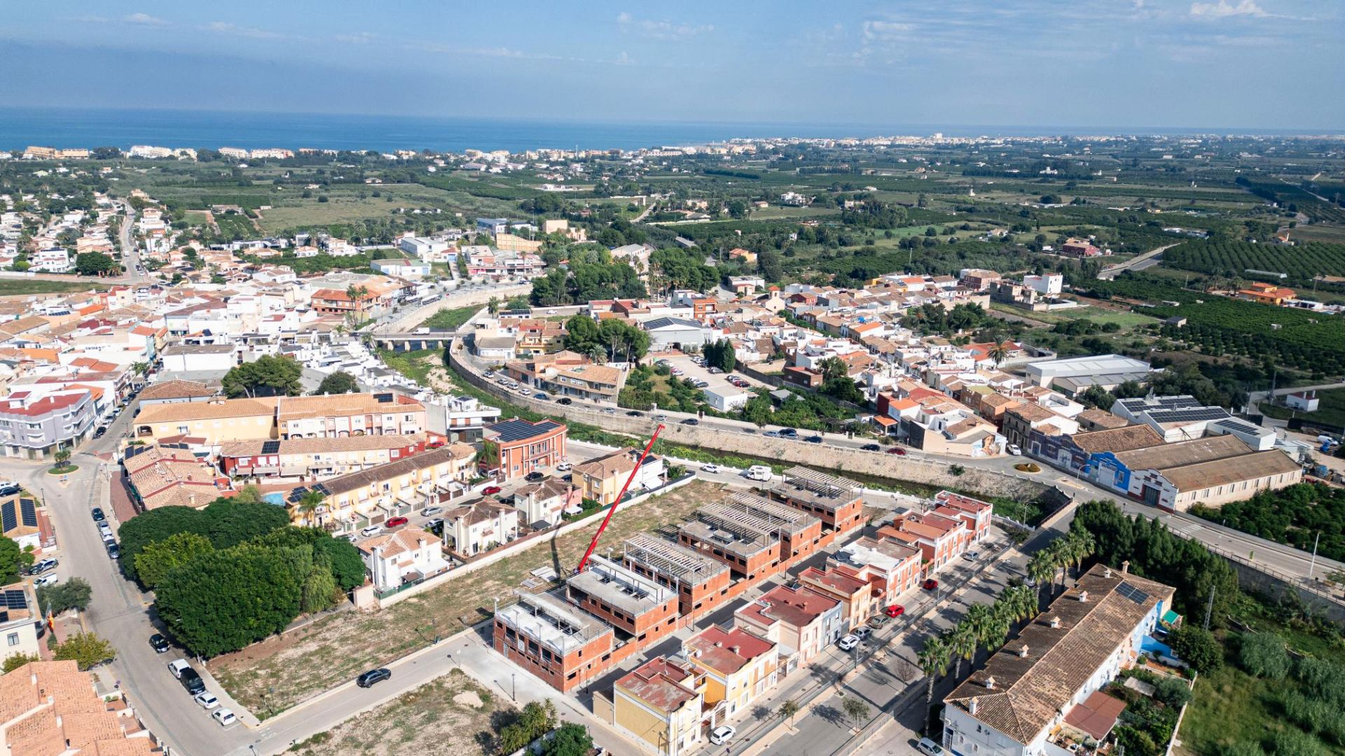 Exterior view of Single-family semi-detached for sale in Els Poblets  with Air Conditioner, Terrace and Storage room
