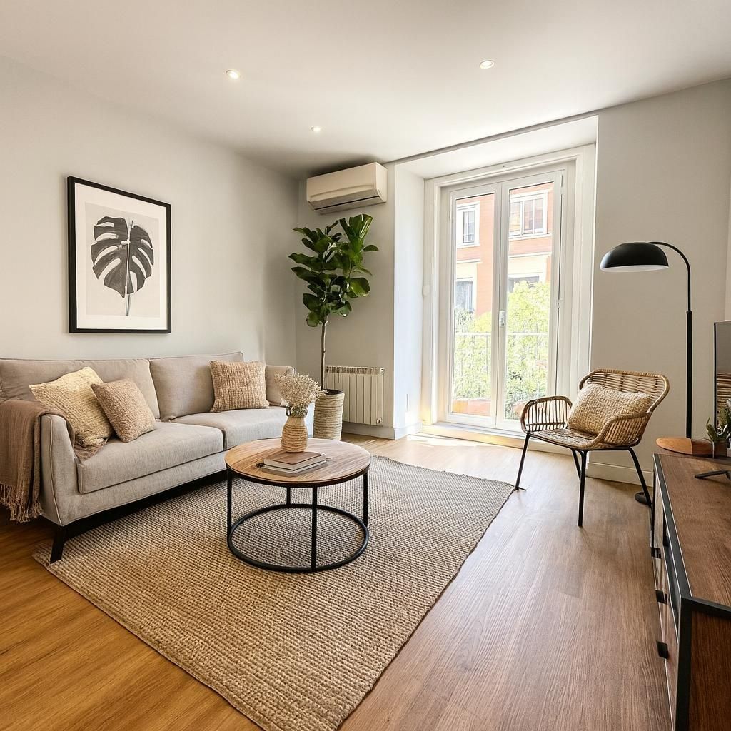 Living room of Flat to rent in  Madrid Capital  with Air Conditioner, Heating and Terrace