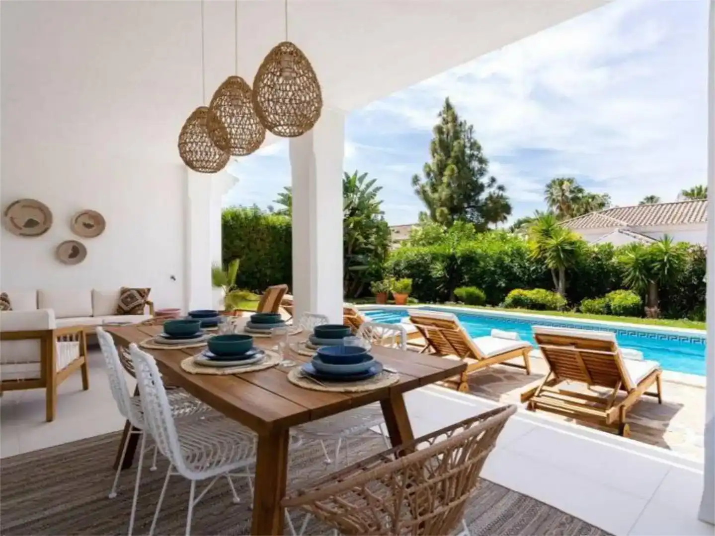 Terrassa de Casa adosada de lloguer en Mijas amb Aire condicionat, Jardí privat i Piscina