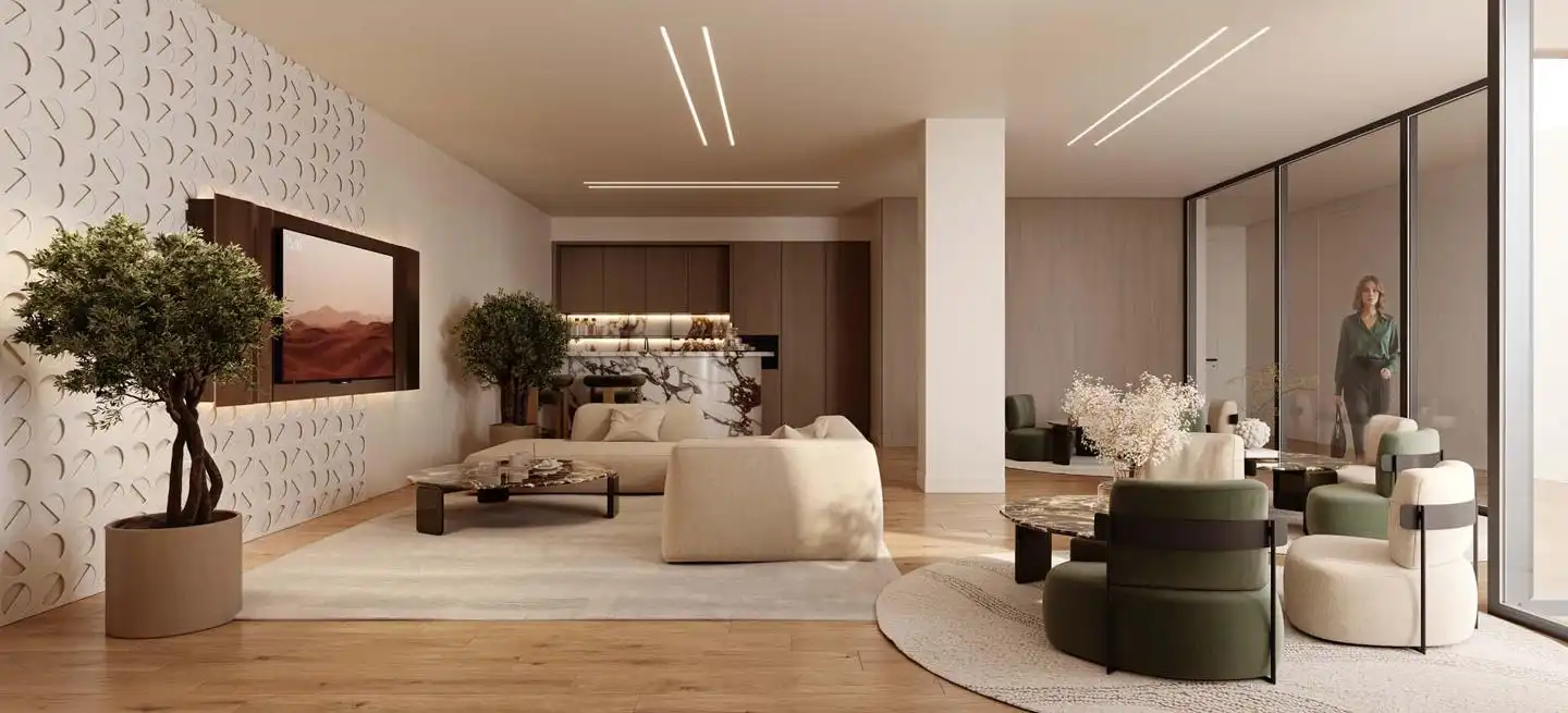 Sala d'estar de Apartament en venda en Estepona amb Aire condicionat, Calefacció i Jardí privat