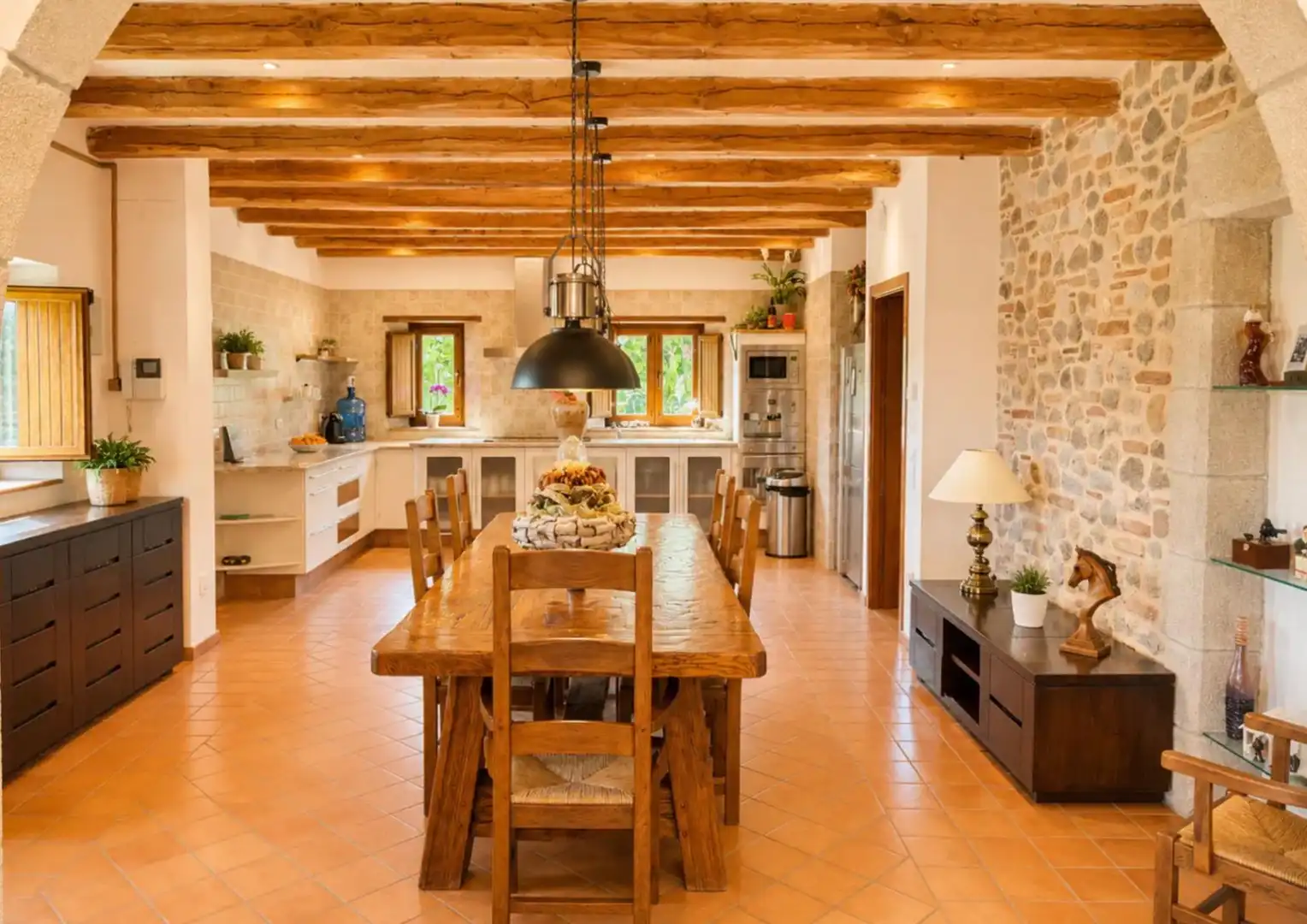 Cuina de Finca rústica en venda en Vilobí d'Onyar amb Jardí privat, Terrassa i Piscina