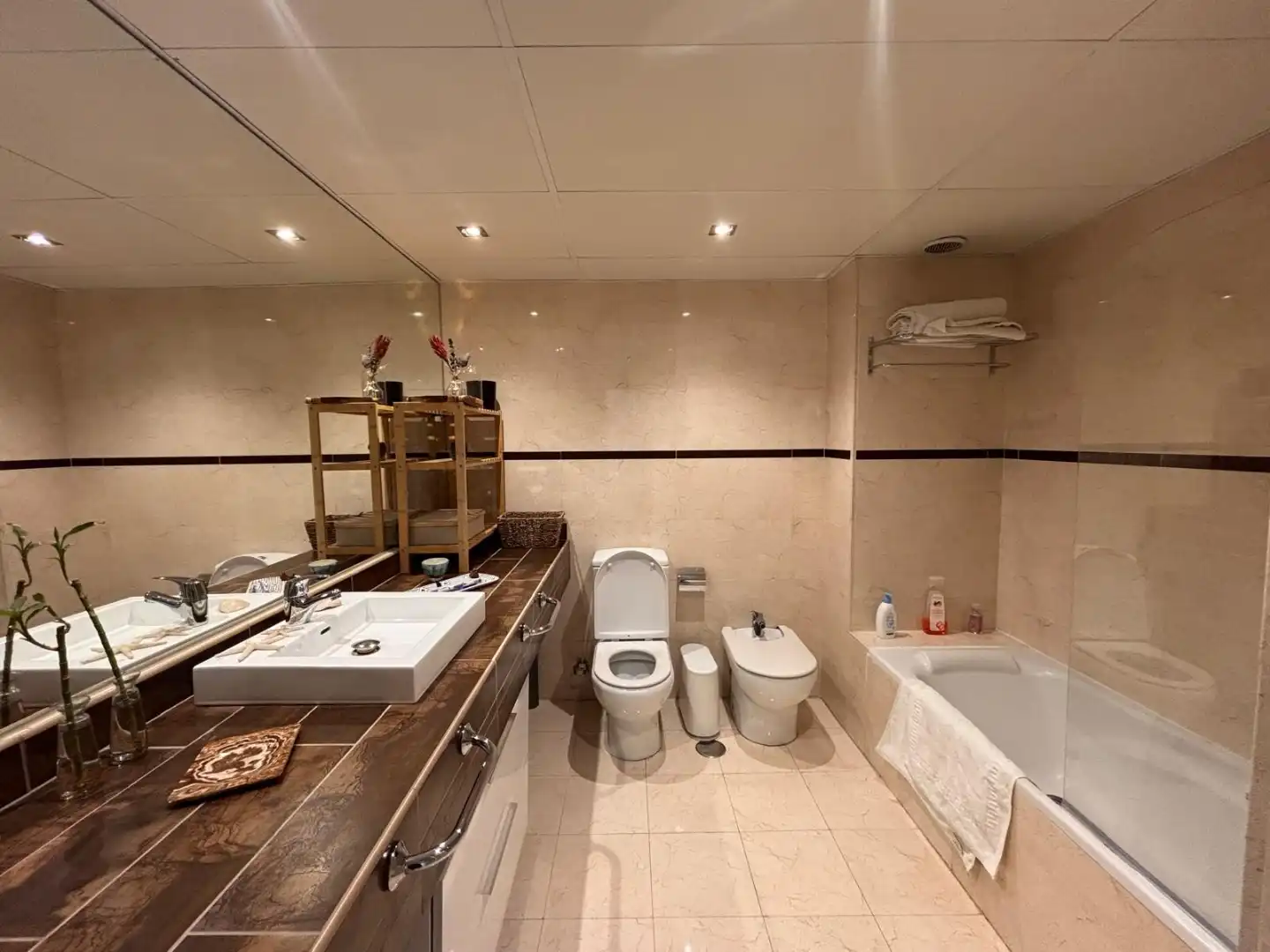Badezimmer von Dachboden zur Miete in Madrid mit Privatgarten, Parkett und Terrasse