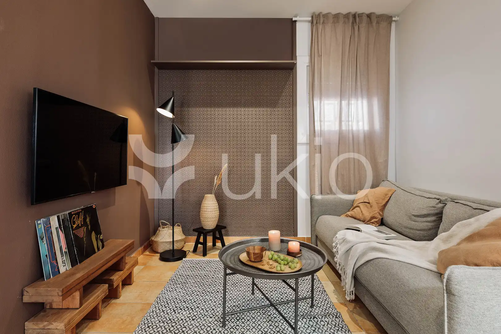 Wohnzimmer von Dachboden zur Miete in Barcelona mit Klimaanlage, Terrasse und Möbliert