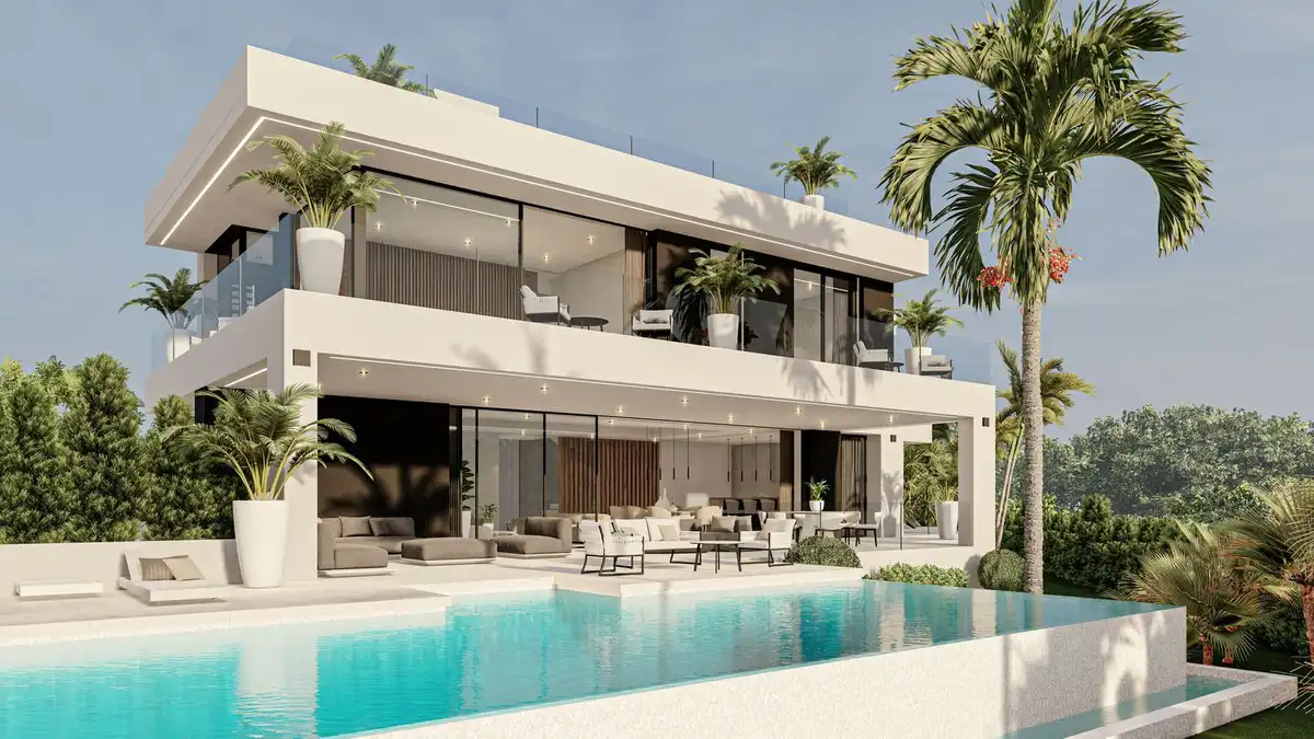 Außenansicht von Haus oder Chalet zum Verkauf in Marbella mit Klimaanlage, Privatgarten und Terrasse