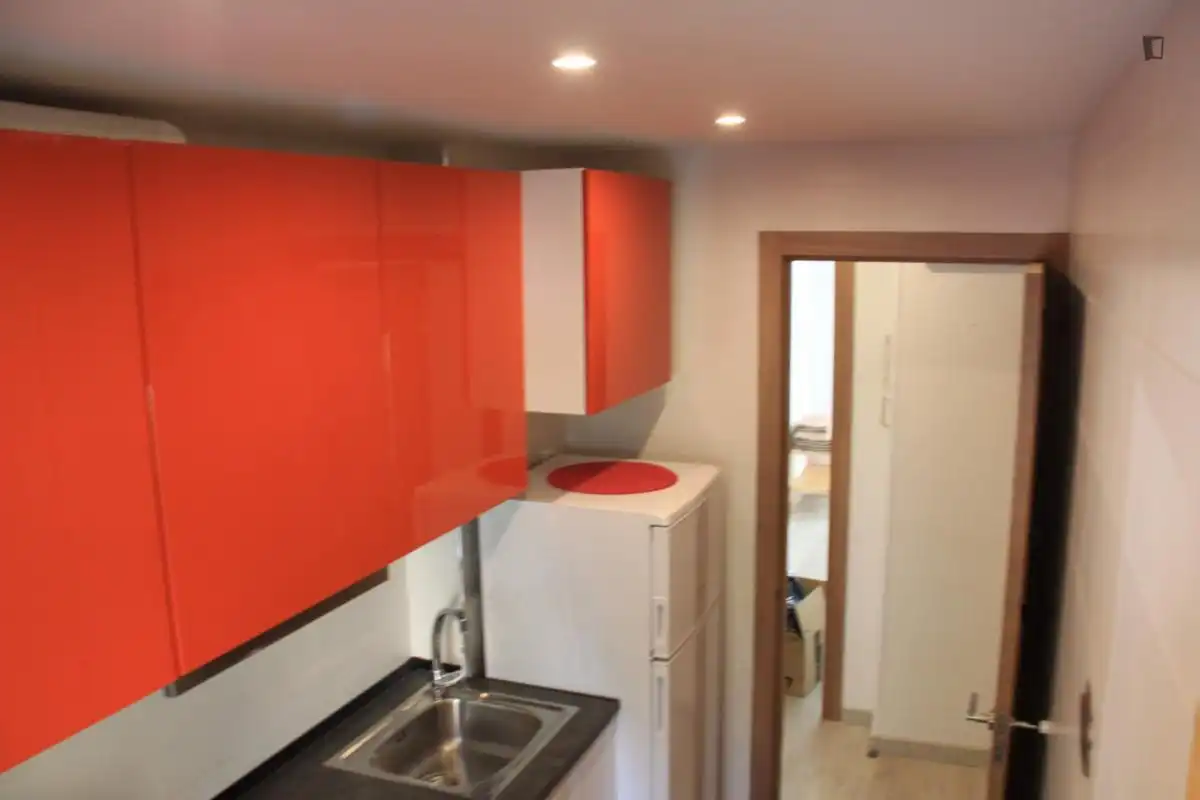 Cuina de Apartament de lloguer en Madrid amb Aire condicionat, Calefacció i Moblat